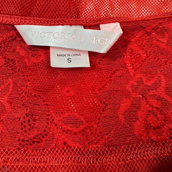 Victoria's Secret Red Lace Halter Mesh Babydoll Chemise Sz Small Sheer 2006 Y2K - Picture 5 of 9